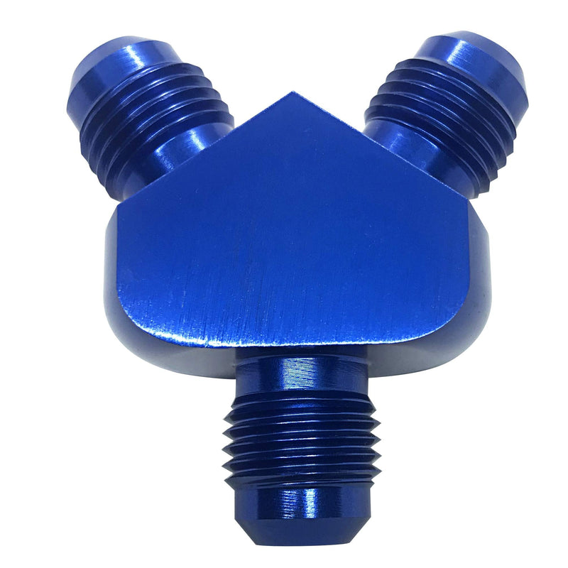 [Australia - AusPower] - 6AN Y Adapters 6 AN to AN 6 to AN6 Male Flare Fuel Line Hose Fitting Block Tee Pipe Aluminum Adapter Blue 