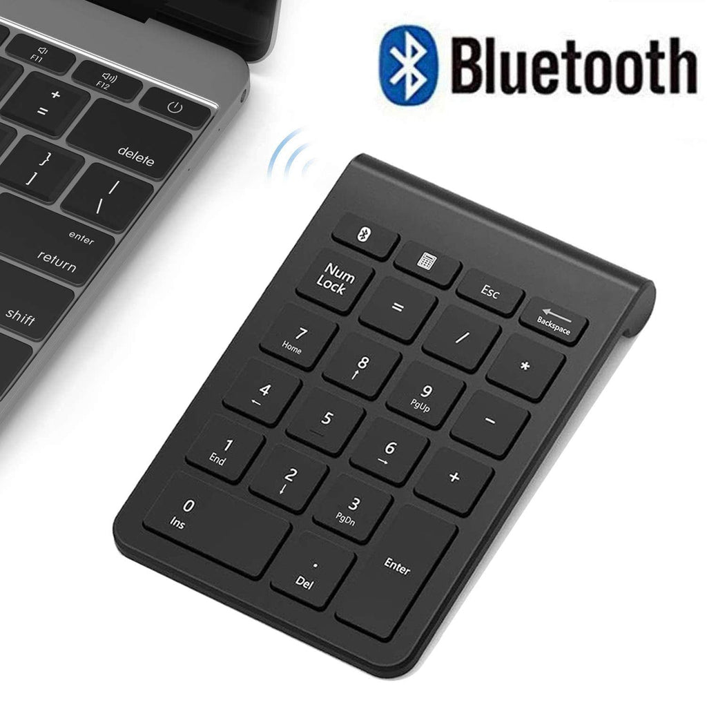 [Australia - AusPower] - Bluetooth Number Pad, Acedada Portable Slim 22-Key Wireless Bluetooth Numeric Keypad for Financial Accounting Data Entry, Advanced 10 Key for Laptop, Notebook, Desktop, PC, Surface Pro, etc - Black 