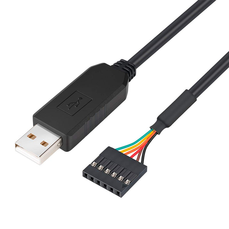 [Australia - AusPower] - DTECH FTDI USB to TTL Serial 5V Adapter Cable 6 Pin 0.1 inch Pitch Female Socket Header UART IC FT232RL Chip Windows 11 10 8 7 Linux MAC OS (6ft, Black) 6ft/1.8m 