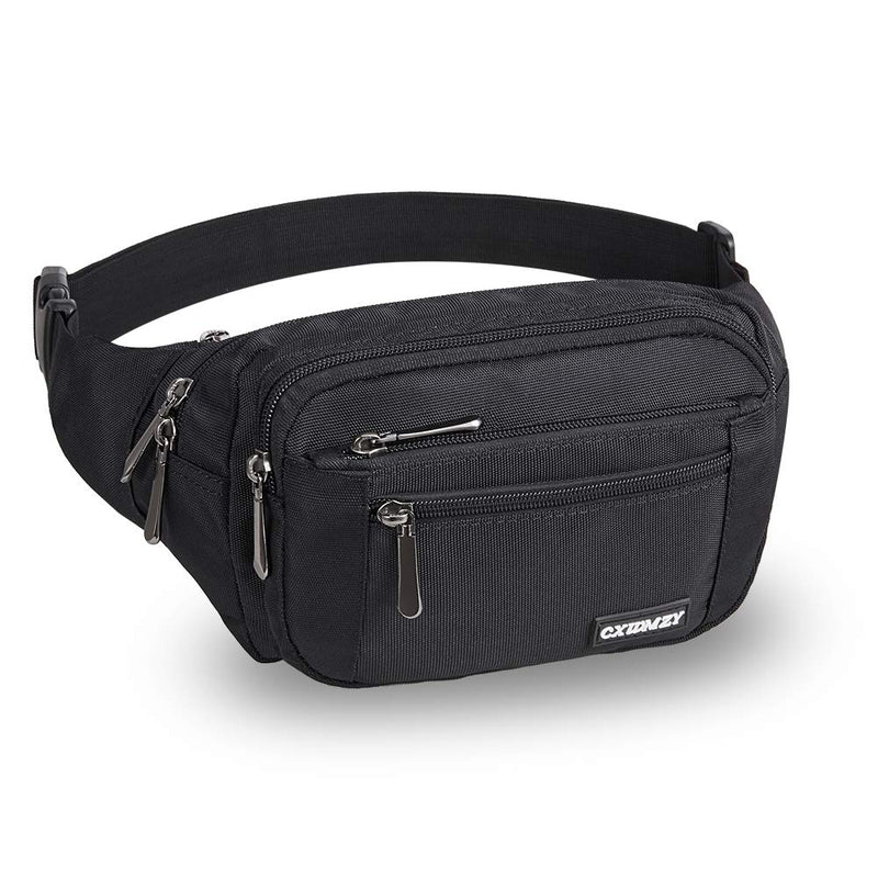 [Australia - AusPower] - CXWMZY Waist Pack Bag Fanny Pack for Men&Women Hip Bum Bag with Large Capacity Waterproof Adjustable Strap Suitable for Outdoors Workout Traveling Casual Running Hiking Cycling Dog Walking Fishing Black 