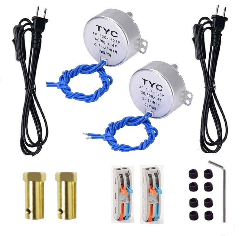 [Australia - AusPower] - 2PCS Synchronous Synchron Turntable Motor Electric Motor for Cup Turner,Cuptisserie,Tumbler Cup Rotator with 7mm Flexible Coupling Connector,50/60Hz AC100~127V 4W CCW/CW (2.5-3RPM+5-6RPM) 