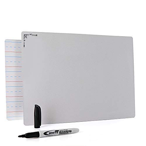 [Australia - AusPower] - 9" X 12" Double Sided Dry Erase Learning Board for Students and Classroom with Marker Perfect for Writing Practice, Math Practice, Picture Drawing and Games (Pack of 2) by - Emraw 
