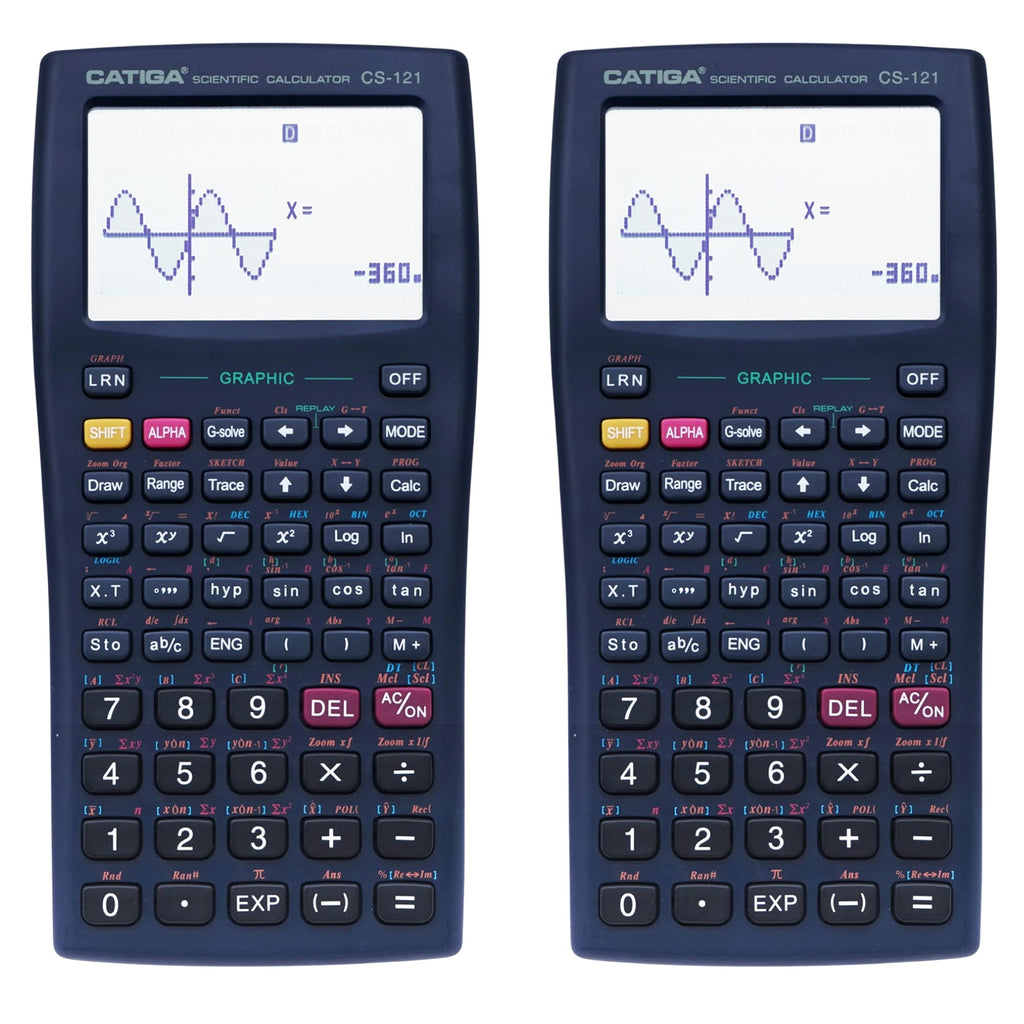 [Australia - AusPower] - Scientific Calculator with Graphic Functions - Multiple Modes with Intuitive Interface - Perfect for Beginner and Advanced Courses, High School or College Black (2 pcs) 