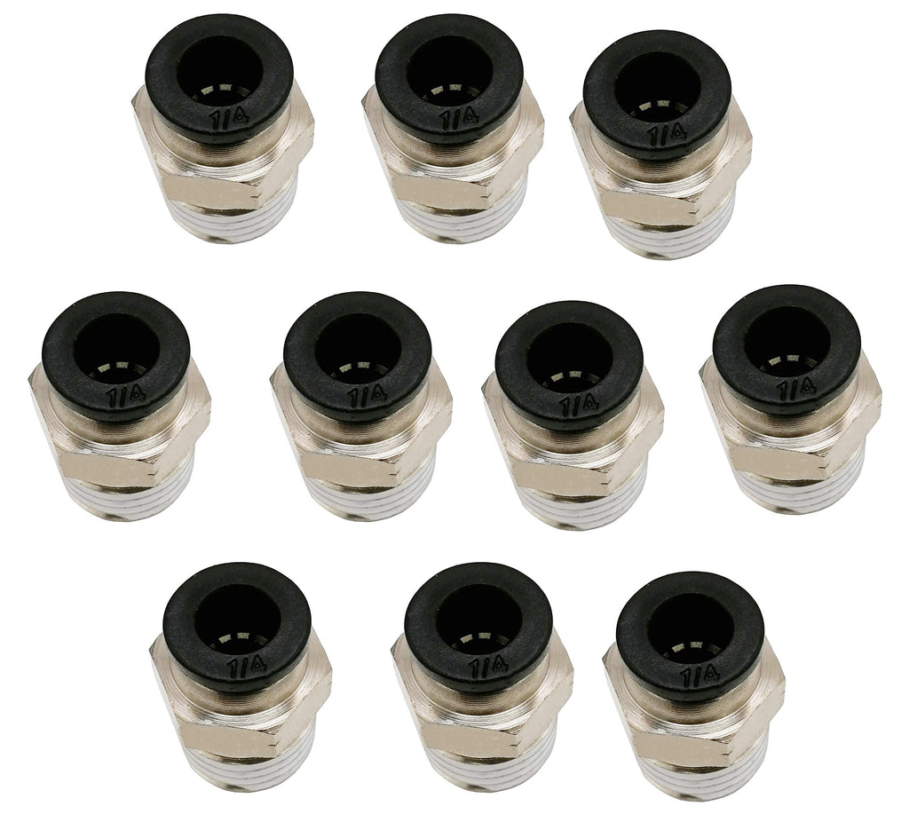 [Australia - AusPower] - Push to Connect Tube Fitting, Air Fittings Straight Push Quick Release Connectors Tube Quick Connect Fittings, Male Straight 1/4" Tube OD x 1/4" NPT Thread,10Pack 