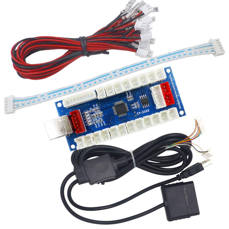 [Australia - AusPower] - SJ@JX Arcade Controller Zero Delay Encoder PCB Board Arcade DIY Kit Joystick Button 5V Power for PC Raspberry Pi Android PS2 PS3 Sanwa 