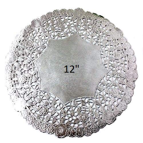 [Australia - AusPower] - 50Pcs Silver Foil Round Doileis, Made in the USA-12 Inch 