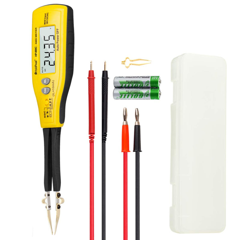 [Australia - AusPower] - HoldPeak Digital Smart SMD Tester 6000 Counts HP-990C DMM Handheld Resistance Capacitance Tester,Digital Multimeter Auto Scan with Spare Test Pins (Battery Included) 1-990C Handheld SMD METER 
