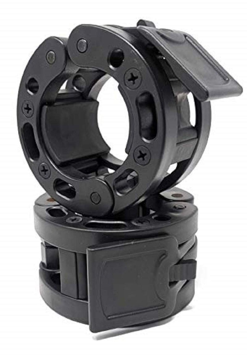 [Australia - AusPower] - Clout Fitness Olympic Barbell Clamps Collars Quick Release Pair of Locking Weight Clips Fit 2 Inch Barbell for Weightlifting Black Olympic 2" 