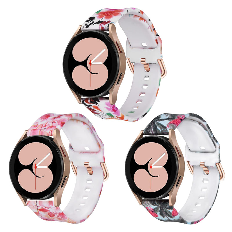 [Australia - AusPower] - KOREDA Compatible with Samsung Galaxy Watch 4 40mm 44mm/Classic 42mm 46mm/Active 2 40mm 44mm/Galaxy Watch 3 41mm Bands Sets, 20mm Floral Print Sport Strap Replacement for Galaxy Watch 42mm 3 pack#1 