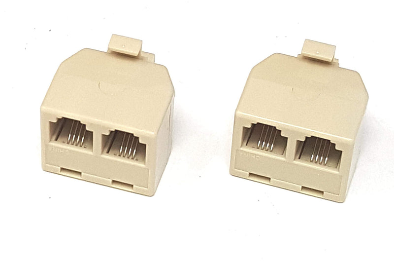 [Australia - AusPower] - Corpco RJ11 6p4c Duplex Wall Jack 2 Way Splitter Adapter - Ivory, 4 Conductor Pack of 2 