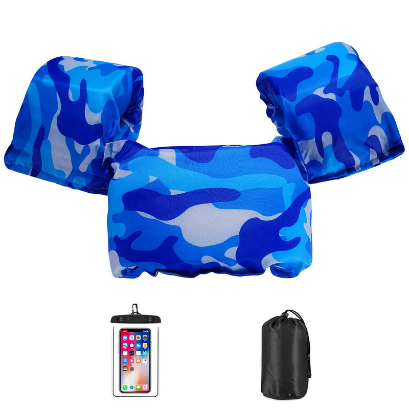 [Australia - AusPower] - AmazeFan Kids Swim Life Jacket Vest for Swimming Pool, Swim Aid Floats with Waterproof Phone Pouch and Storage Bag,Suitable for 30-50 lbs Infant/Baby/Toddler/Children/Sea/Beach 