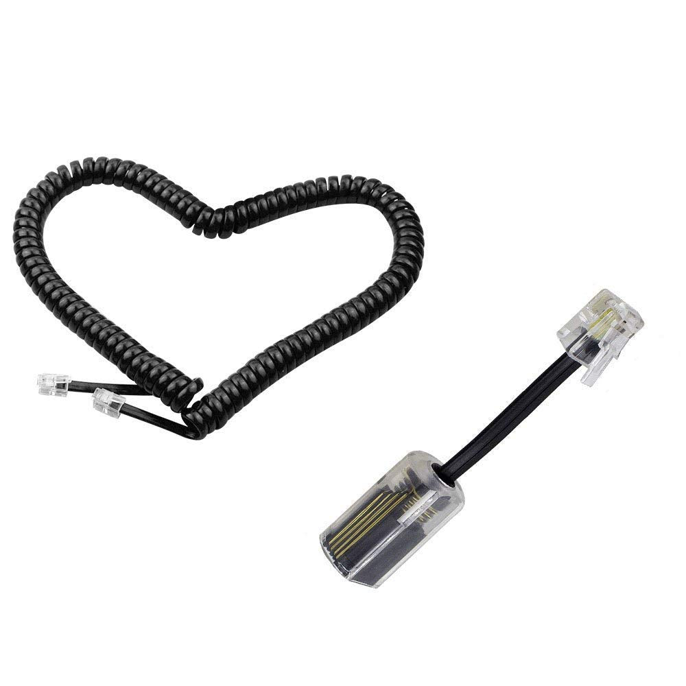 [Australia - AusPower] - Telephone Cord Cable Landline Handset 9.8Ft Uncoiled Microphone Receiver Line Connector Copper Phone Volume Curve with 1PCS Anti-Tangle Telephone Cord Entangler 360 Degree Rotating Swivel Accessory 