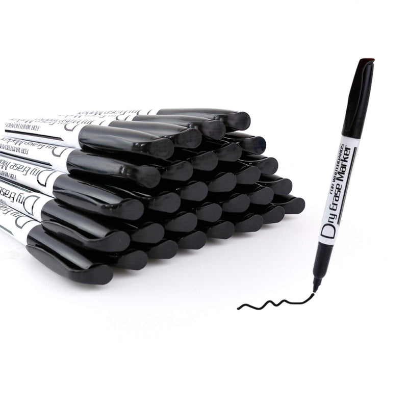 [Australia - AusPower] - Black Dry Erase Markers Low Odor Fine Whiteboard Markers Thin Box of 30 black 30PCS 