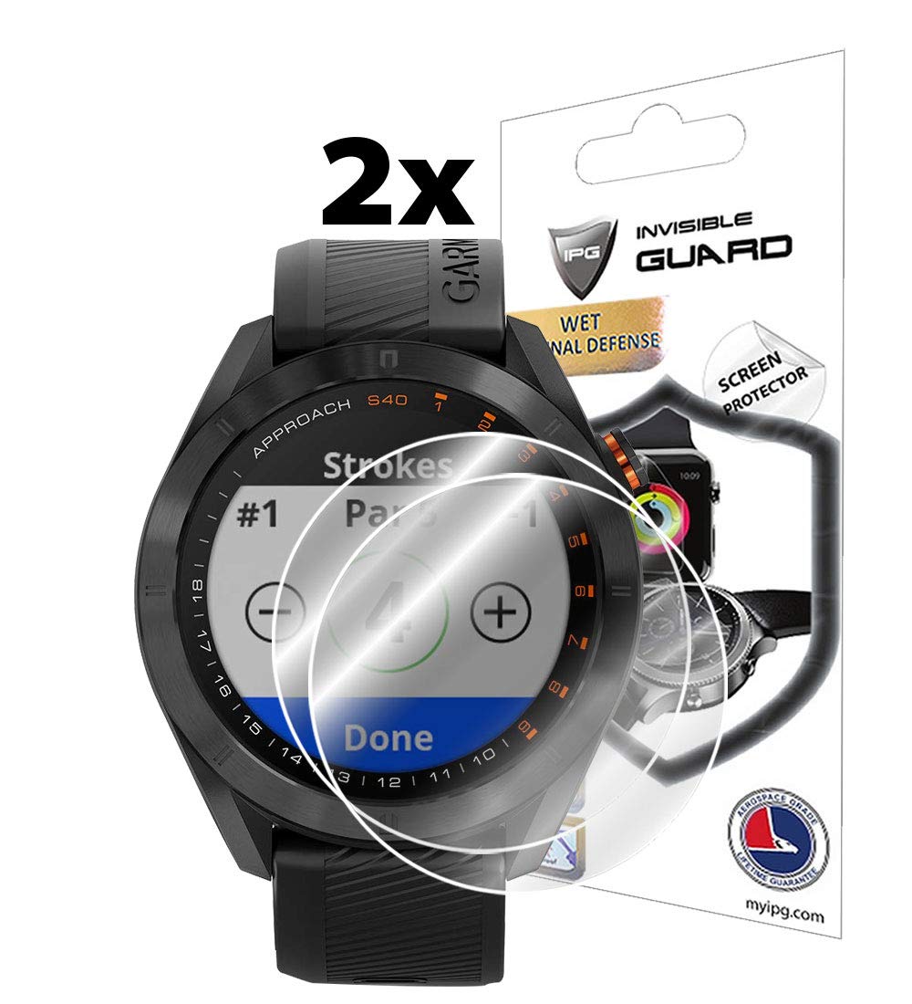 [Australia - AusPower] - IPG for Garmin Approach S40 GPS Golf Smartwatch Screen Protector (2 Units) Invisible Ultra HD Clear Film Anti Scratch Skin Guard - Smooth/Self-Healing/Bubble -Free by 