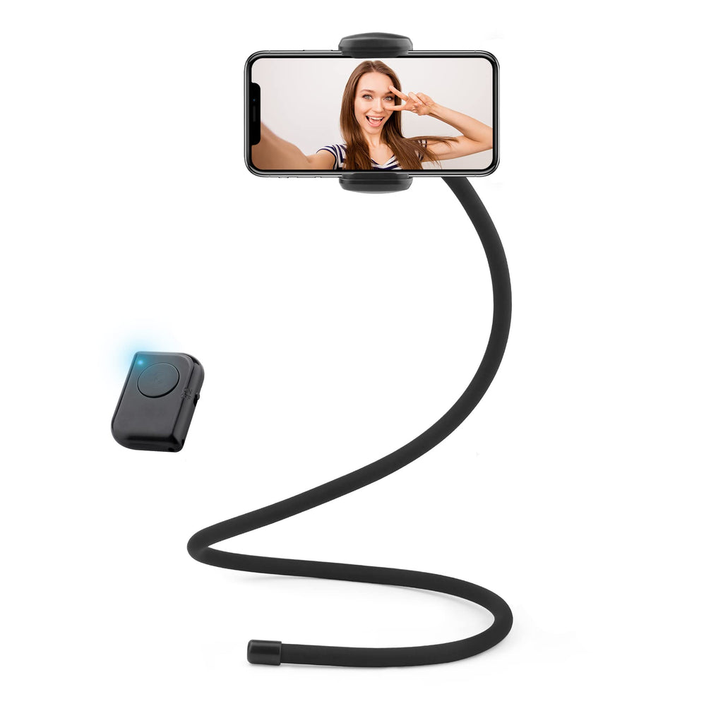 [Australia - AusPower] - Gooseneck Cell Phone Holder with Clamp,Lazy Bracket, Phone Holder for Bed, DIY Flexible Mount Stand with Multiple Function, Universal Mobile Phone Stand Can Remote Selfie (Black) Black 