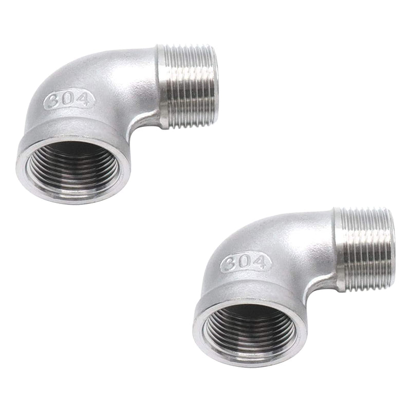 [Australia - AusPower] - S SYDIEN 2Pcs 304 Stainless Steel 90 Degree Elbow 3/4" NPT Threaded Pipe Fitting Female x Male 0.75 Inch 