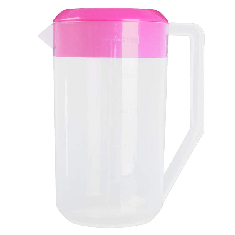 [Australia - AusPower] - iEFiEL 2500ML Large Capacity Food Grade Plastic Measuring Cup Water Pitcher Jug with Lid Rose Red One Size 