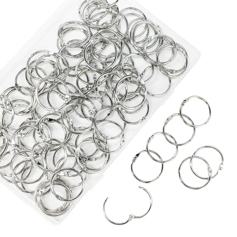 [Australia - AusPower] - Loose Leaf Binder Rings 1-Inch（100 Pack） Office Book Rings, Nickel Plated Steel Binder Rings, Key Rings, Metal Book Rings, for School，Sliver 