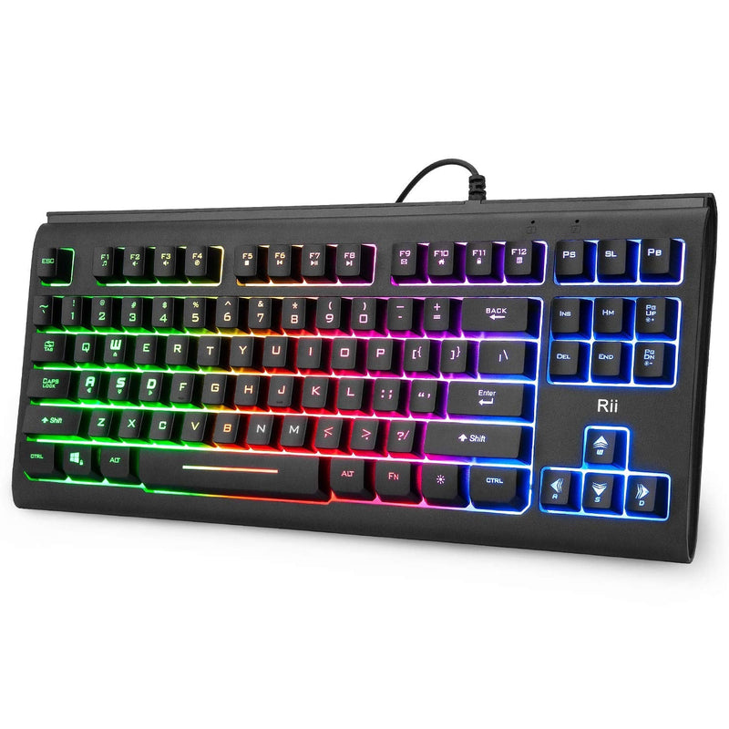 [Australia - AusPower] - Rii Primer RGB Compact Gaming Office Keyboard RK104,Backlight Keyboard,Small 87 Keys No Number Pad Keyboard for Windows PC Laptop Desktop 