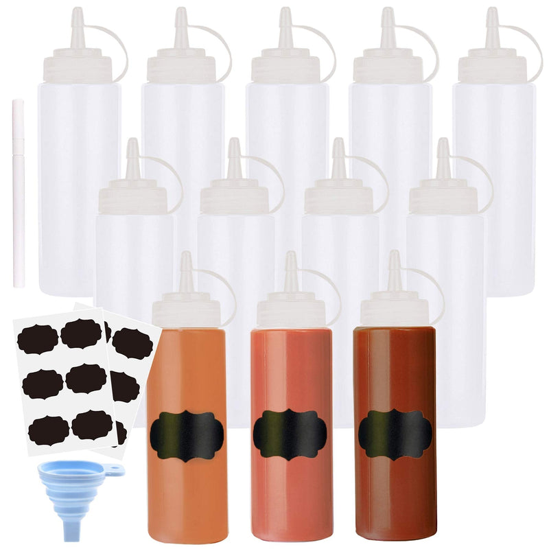 [Australia - AusPower] - Squeeze Bottle Condiment Squeeze Bottles Plastic ketchup Squeeze Squirt bottle For Sauce,BBQ, Dressing, Paint, Workshop, Pancake Art Dispenser 12 pack 8 OZ 8 OZ 12 PACK 