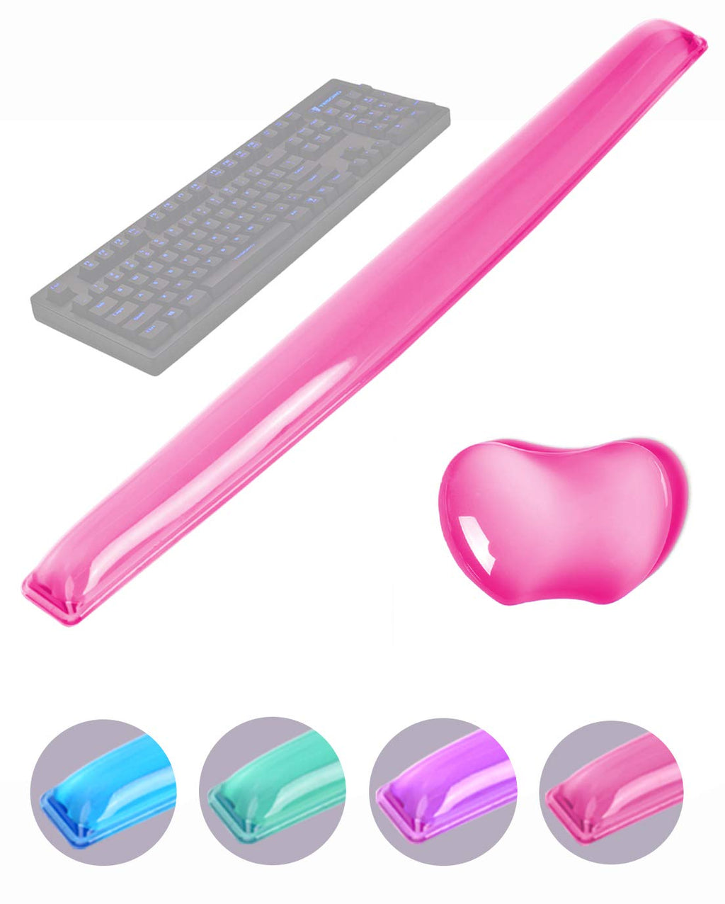 [Australia - AusPower] - Silicone Gel Keyboard Wrist Rest Set Plus Keyboard & Mouse Wrist Support Pad Office, Computer, Laptop, Mac - Durable, Comfortable and Pain Relief - Pink Set Pink Wrist Rest Set-plus-(new Upgrade Packaging) 