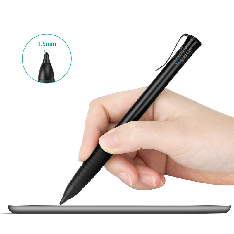 [Australia - AusPower] - MEKO 2nd Generation 1.5mm Fine Tip Active Stylus Pen for Apple iPad Digital Pencil Compatible with All Touchscreen Cellphones, Tablets- Black 