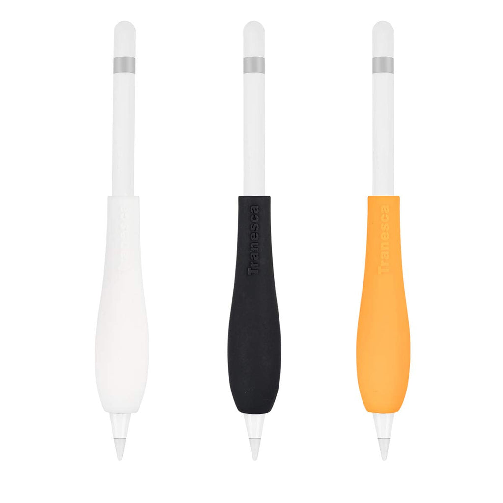 [Australia - AusPower] - Tranesca Ergonomic Grip Holder Compatible with Apple Pencil- (Black+White+Orange - 3 in a Pack) -Must Have Accessories Compatible with Apple Pencil 3 Color Pack 