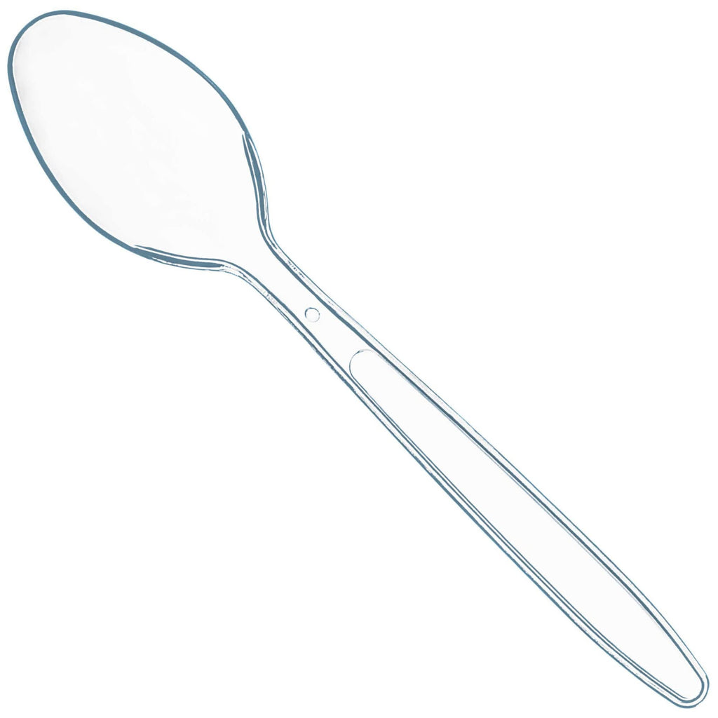 [Australia - AusPower] - 100 Clear Plastic Spoons | Heavy Duty Plastic Silverware Spoons | Fancy Plastic Cutlery | Elegant Disposable Spoons Pack | Bulk Disposable Flatware | Plastic Utensils Set | Nice Disposable Silverware 