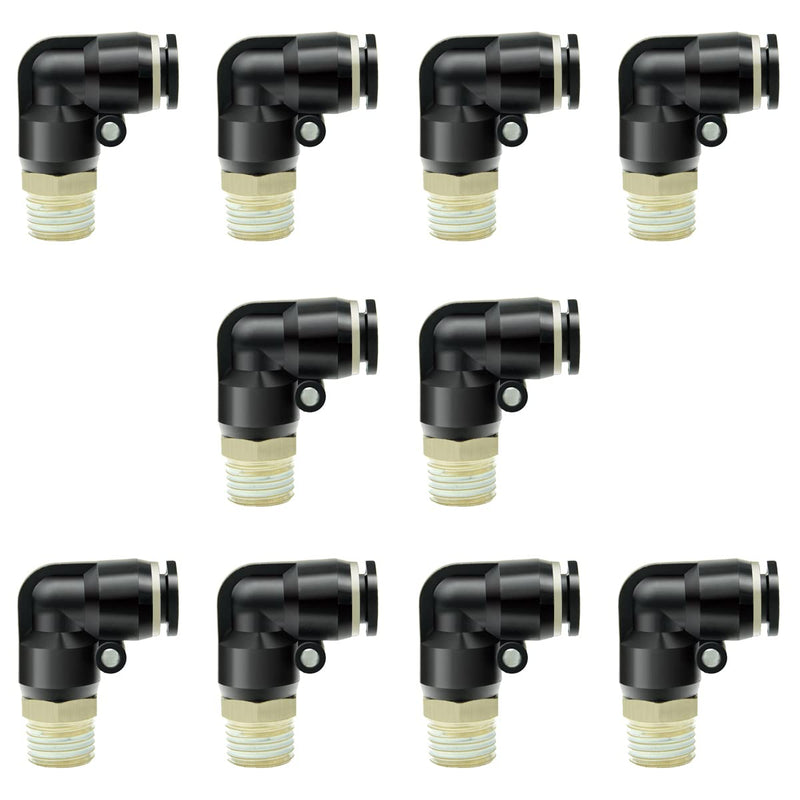 [Australia - AusPower] - Beduan 8mm Tube OD x G1/8" Male Thread BPL Push to Connect Air Fittings Male Elbow (Pack of 10) 8mmxG1/8" 