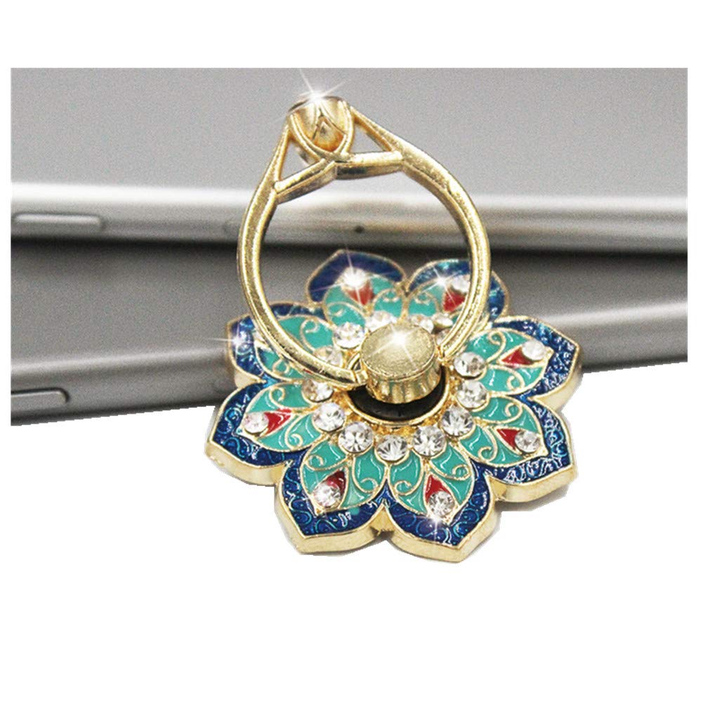 [Australia - AusPower] - ShungFun Cell Phone Ring Stand Holder Shiny Rhinestone Flower Pattern Painted Rotating Metal Buckle Tablet Finger Ring Kickstand for All Phones Tablets 
