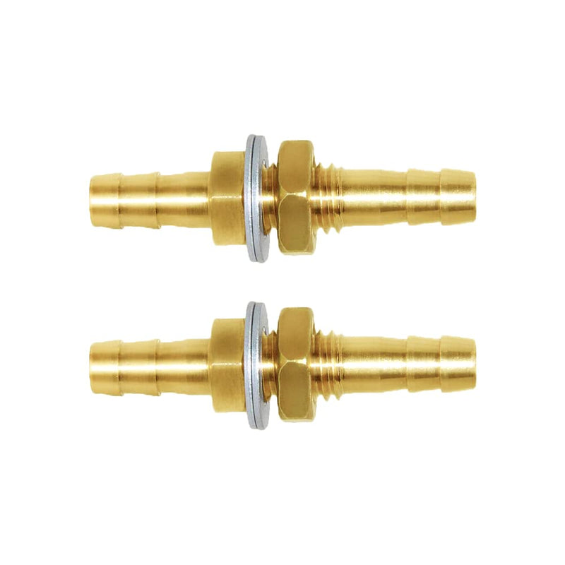 [Australia - AusPower] - Joywayus 2pcs 1/4'' ID Hose Barb Thru-Bulk Head Hex Union Brass Fitting with Flat Washer Gasket Water/Fuel/Air 1/4×1/4-2 Pack 