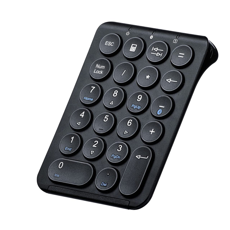 [Australia - AusPower] - SANWA Bluetooth Numeric Keypad, Rechargeable Wireless Ten Key Number Pad, 22-Key Portable & Slim Financial Accounting Numpad for Laptop Computer, Compatible with MacBook, Windows, Android, iOS, Black 