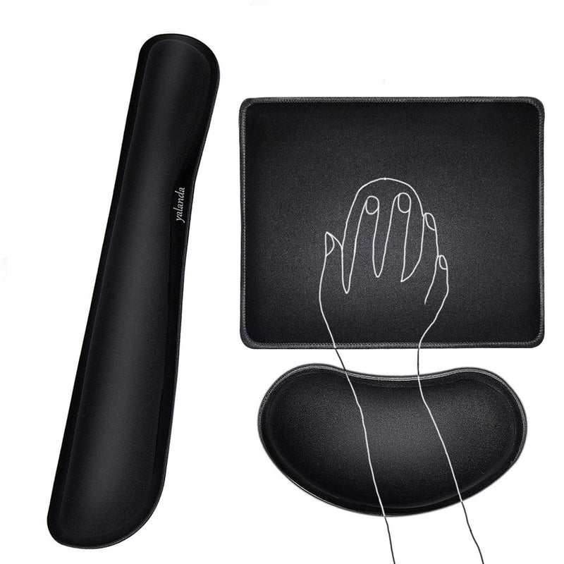 [Australia - AusPower] - Keyboard Wrist Rest + Mouse Pad + Mouse Wrist Rest Support Set, Memory Foam, Easy Typing Pain Relief, 3Pcs Keyboard Mouse Pad Set for Computer, Laptop, Home & Office (SKK-330) SKK-330 