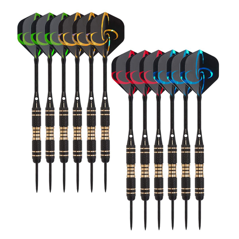 [Australia - AusPower] - Wolftop 12 Pack Steel Tip Darts 22/23 Grams, Professional Darts Metal Tip Set with Aluminum Shafts, Standard Flights, Rubber O'Rings and Extra Dart Sharpener 22 g 