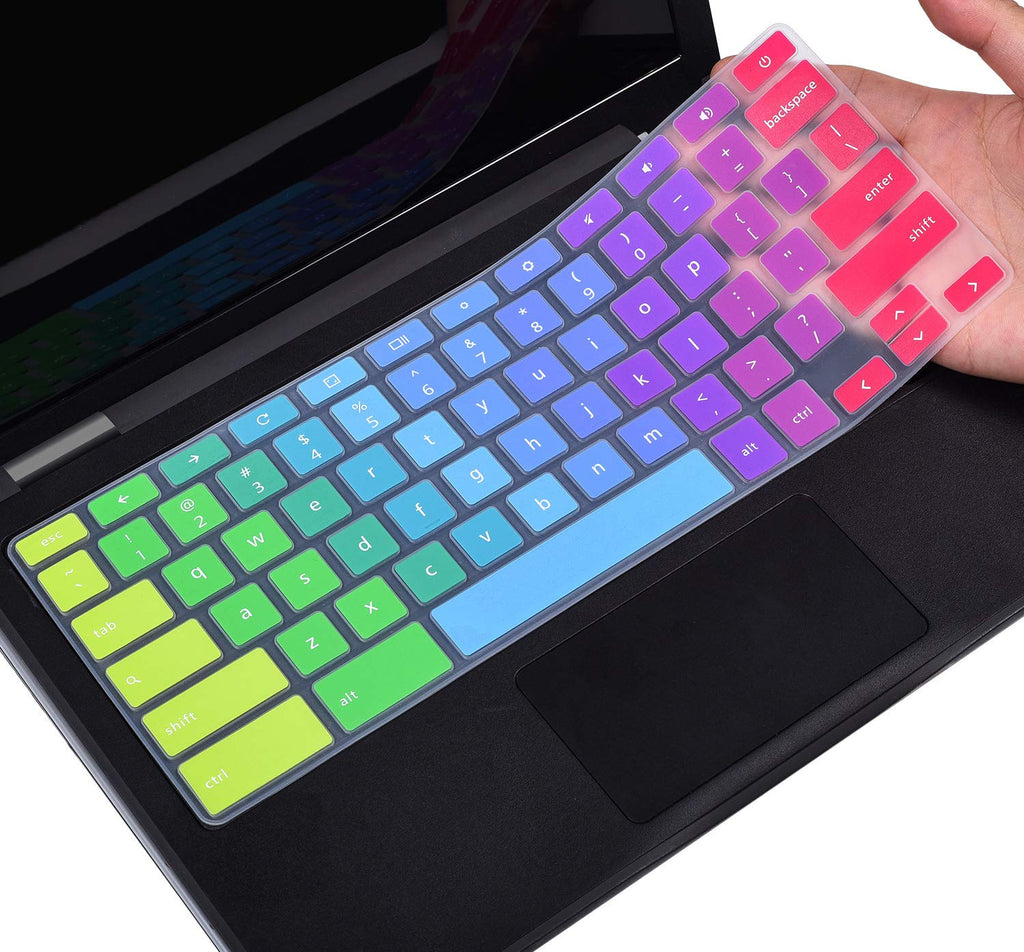 [Australia - AusPower] - Colorful Keyboard Cover for Dell 11.6 Chromebook 3100 / Dell Chromebook 11 3120 3180 3181 3189 5190 P22T 11.6" / Dell Chromebook 13 3380 13.3" Protective Skin, Dell Chromebook Accessories, Rainbow 11.6 Inch 