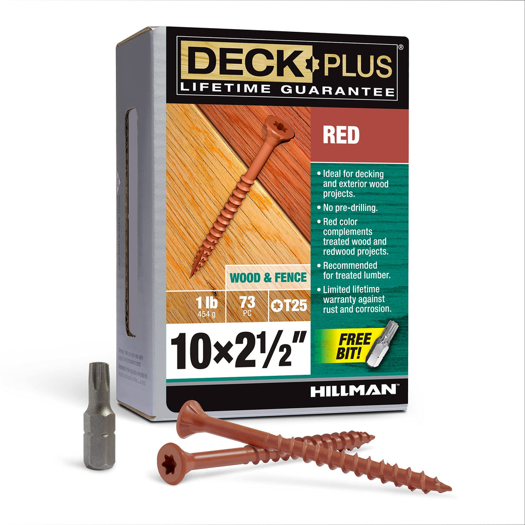 [Australia - AusPower] - Deck Plus 48429 Wood Screws #10 x 2-1/2", Red, 1lb Box #10 x 2-1/2" 