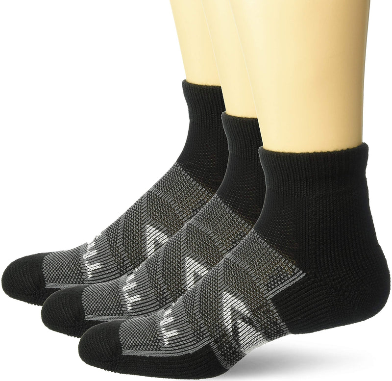 [Australia - AusPower] - thorlos unisex-adult Wcmu Max Cushion 12 Hour Shift Ankle Socks X-Large Black/Grey (3 Pair Pack) 