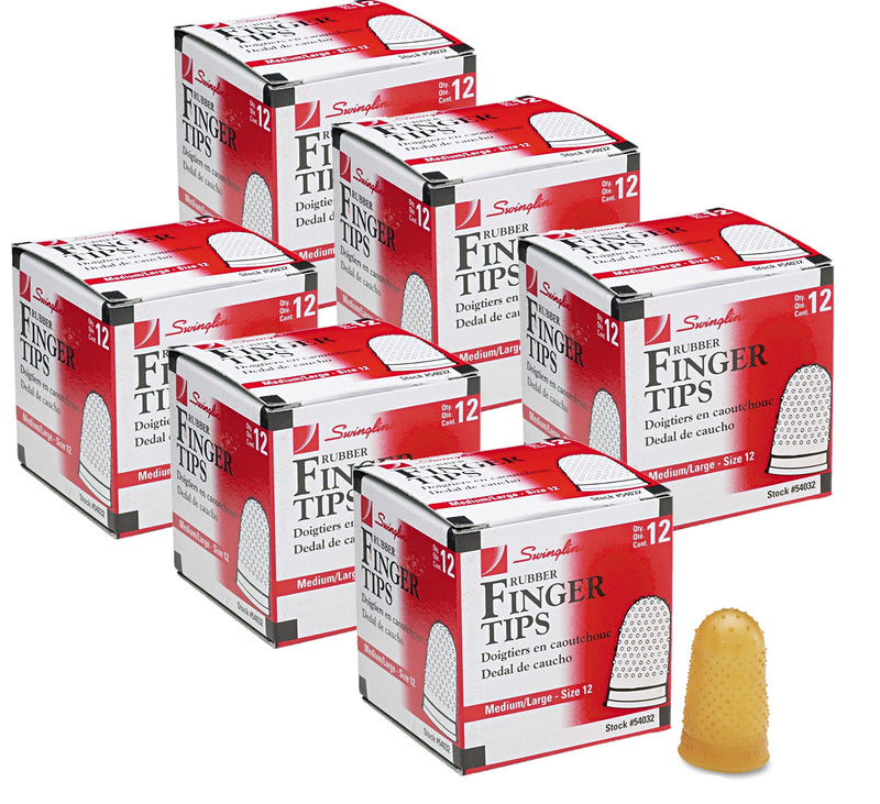 [Australia - AusPower] - Swingline Products - Swingline - Rubber Finger Tips, Size 12, Medium/Large, Amber, 12/Pack, Pack of 6 