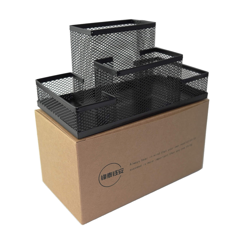 [Australia - AusPower] - Fengtaiyuan T02 Black-Plus, Big Black Metal Wire Mesh Pencil Holder, Desktop Organizer 