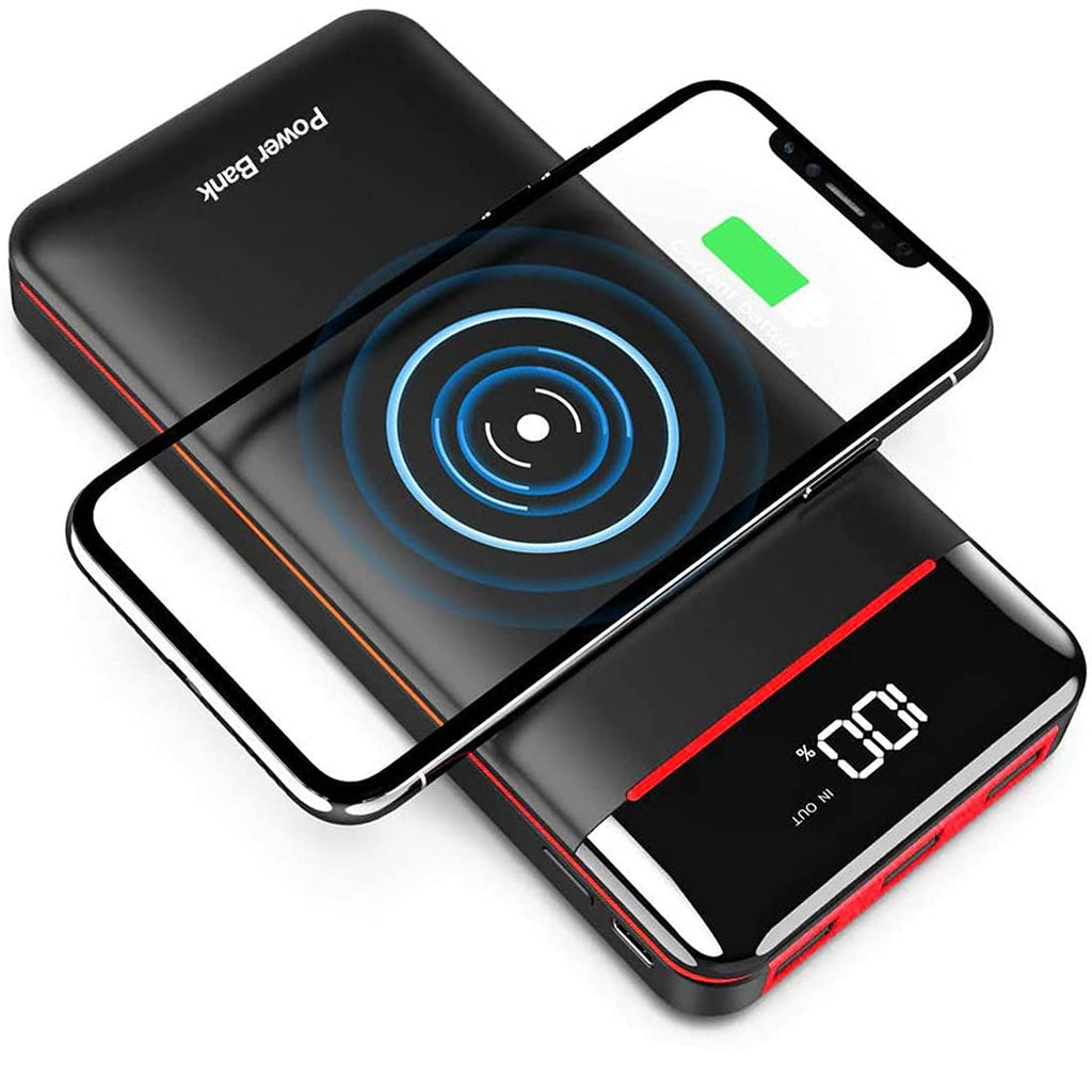 [Australia - AusPower] - Wireless Portable Charger 25000mAh Power Bank with 3 Outputs& 2 Inputs Huge Capacity Backup Battery with LCD Display,LED Light, Compatible with Smart Phones,Android Phone,Tablet and More 