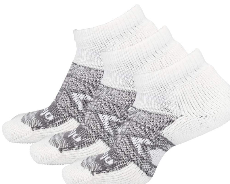 [Australia - AusPower] - thorlos unisex-adult Wcmu Max Cushion 12 Hour Shift Ankle Socks Large White/Grey (3 Pair Pack) 