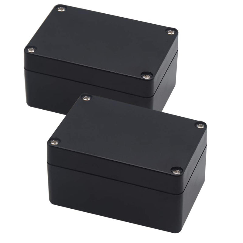 [Australia - AusPower] - Zulkit Project Box ABS Plastic IP65 Waterproof Dustproof Electrical Junction Box Enclosure Black 3.94 x 2.68 x 1.97 inch (100X68X50mm) (Pack of 2) 3.94" x 2.68" x 1.97"(Pack of 2) 