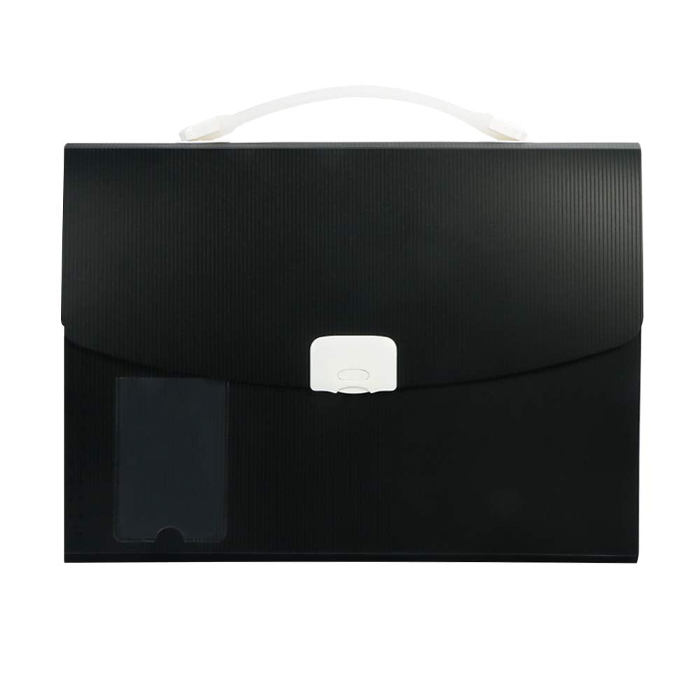 [Australia - AusPower] - 13-Pocket Expanding File Folder, Monthly Accordion File Organizer, File Folder Letter Size, A4 Size Document Folder with Handle for School, Office, Home (Black) Black 