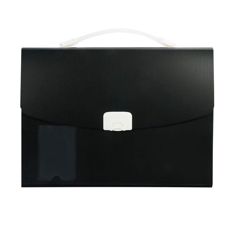 [Australia - AusPower] - 13-Pocket Expanding File Folder, Monthly Accordion File Organizer, File Folder Letter Size, A4 Size Document Folder with Handle for School, Office, Home (Black) Black 