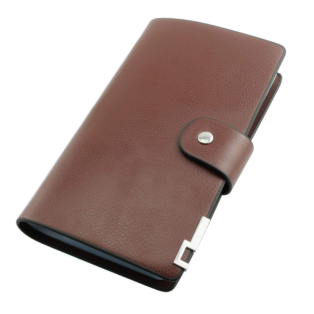 [Australia - AusPower] - RuiLing 1-Pack 102 Cards Leather Card Holders Book Men Women Double Hasp Business Name ID Credit Card Keeper Organizer Coffee 