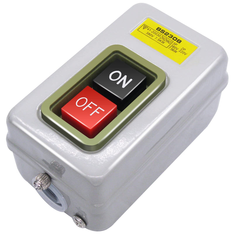 [Australia - AusPower] - mxuteuk AC 220V/380V Push Button Switch On/Off Start Stop Switch 3 Phase Self Lock Electric Motor Switches Mechanical Equipment Control Station 10A BS230B 