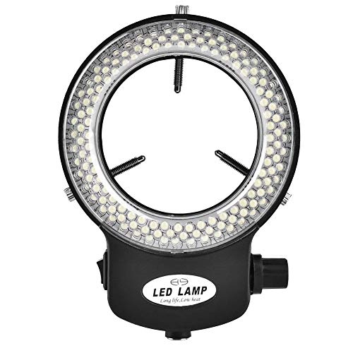 [Australia - AusPower] - Microscope Camera Ring Lamp 144 LED Beads Light Source Brightness Adjustable Variable Control Shadowless Lighting(US Plug 110‑220V (White)) 