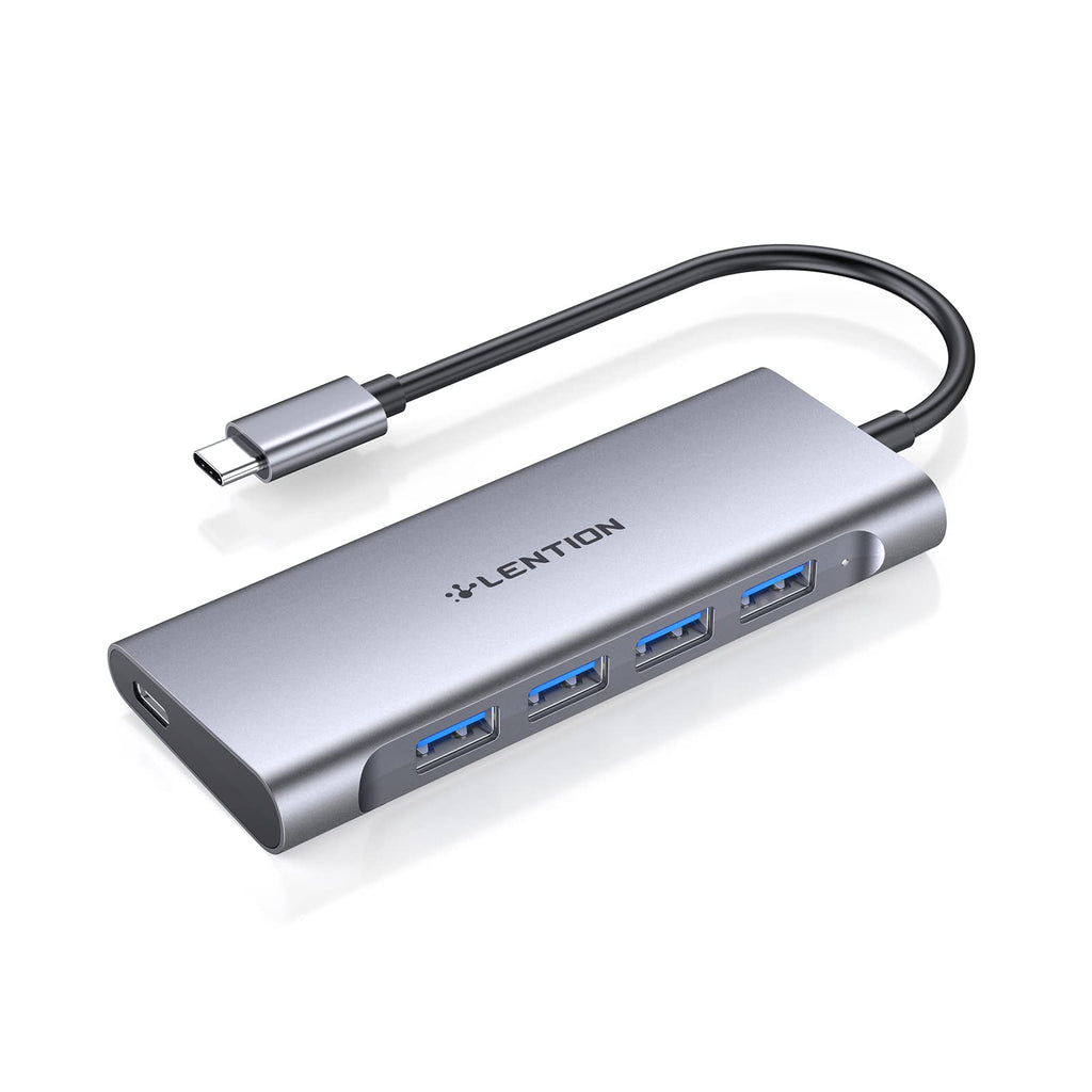[Australia - AusPower] - LENTION USB C Hub with 4 USB 3.0 & Type C Charging Compatible 2022-2016 MacBook Pro, New Mac Air, New Surface, Chromebook, More, Stable Driver Certified Type C Multiport Adapter (CB-C31, Space Gray) Space Grey 