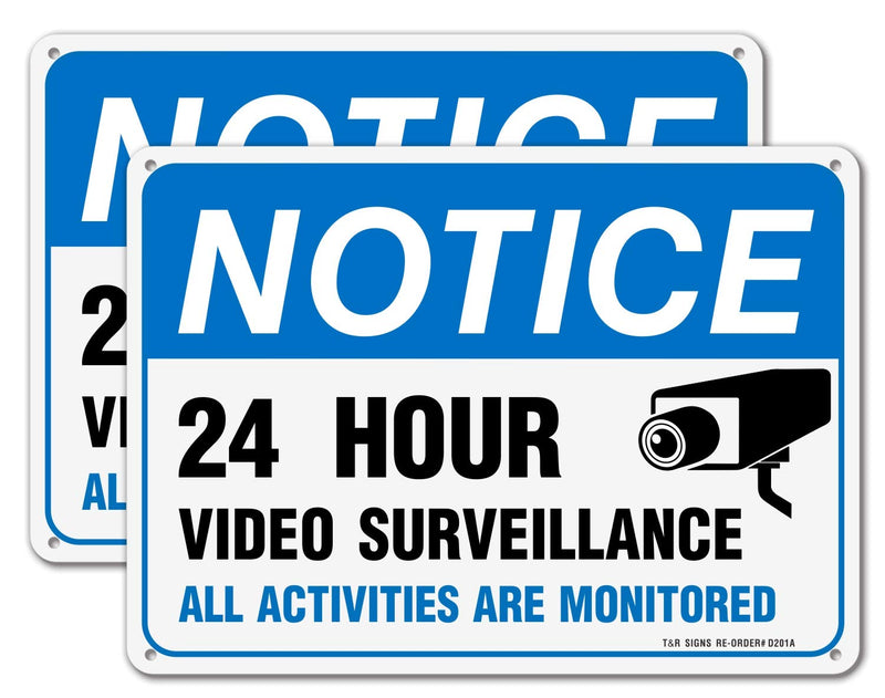[Australia - AusPower] - Video Surveillance Sign, All Activities Are Monitored - 2/4 Pack - 7 x 10 Inches Rust Free .040 Aluminum Reflective - UV Protected, Waterproof, Weatherproof and Fade Resistant - 4 Pre-drilled Holes 10"x7"-2 park 