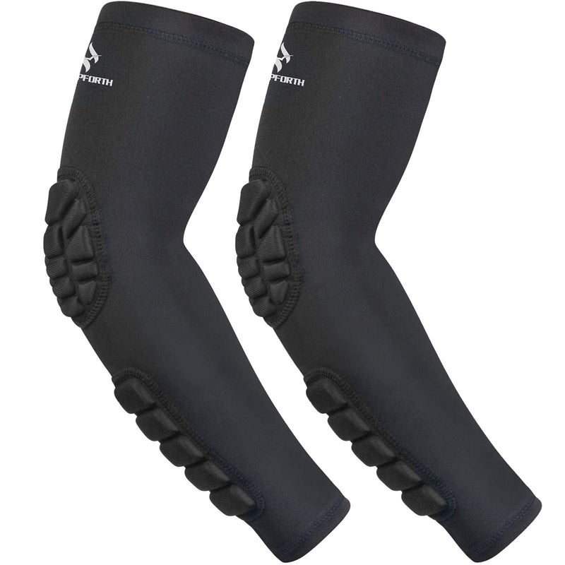 [Australia - AusPower] - HOPEFORTH 2PCS Padded Elbow Forearm Sleeves Compression Arm Protective Support Black Padded Elbow Forearm Small 
